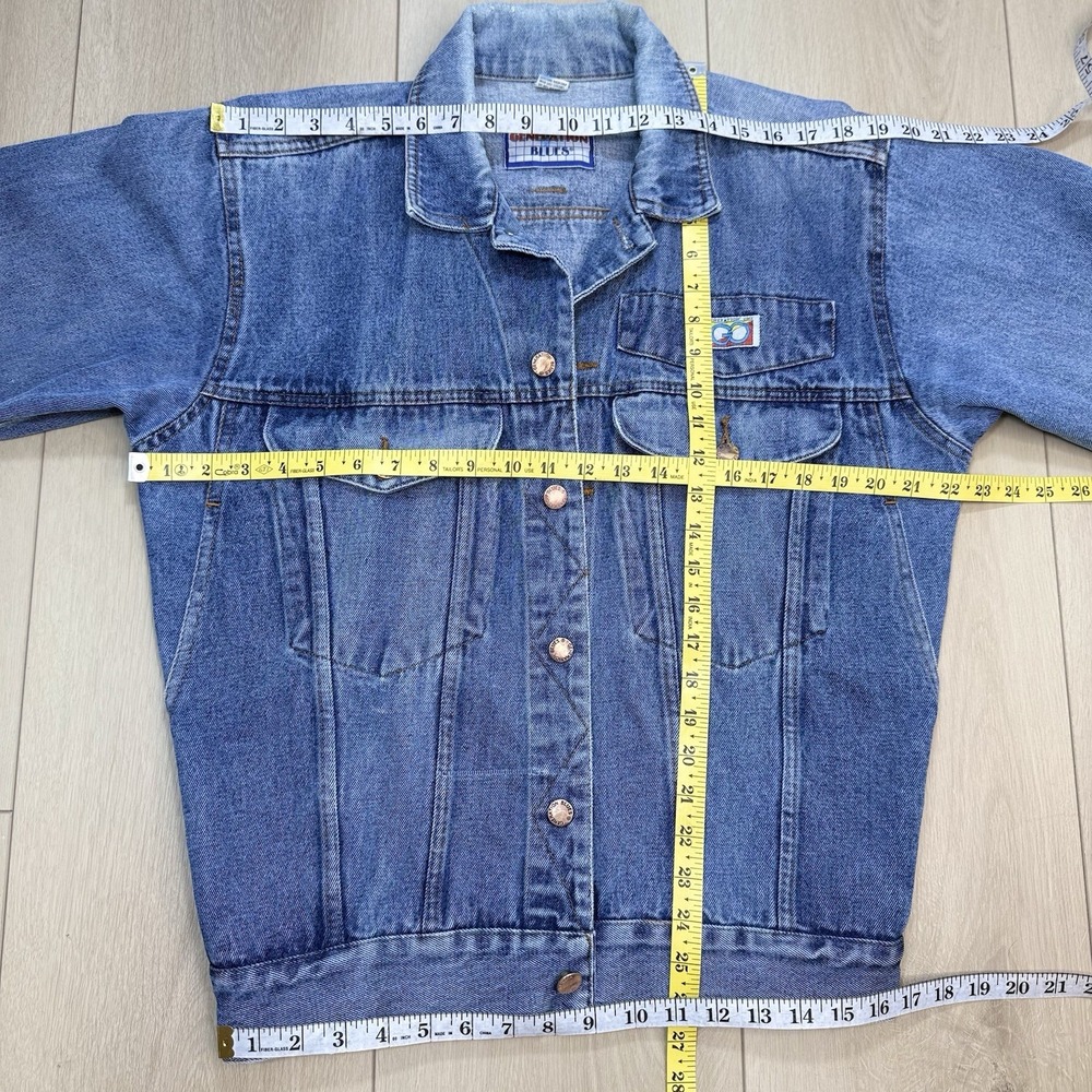 VTG Generation Blues GO‎ Denim Jacket Womens SM Trashed Blue Cotton Trucker 90s - Picture 12 of 13
